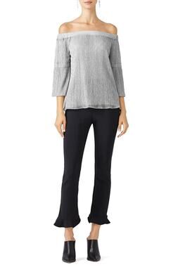 Waverly Grey Women's Small Maddie Off The Shoulder Top Metallic Evening S4-12